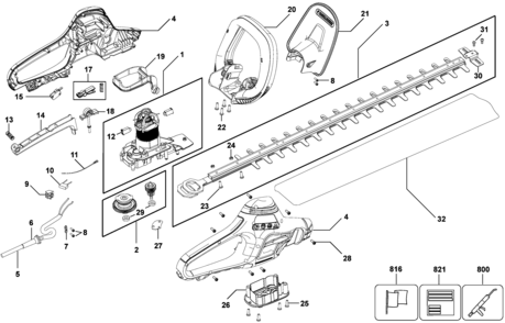 Default Diagram and Parts List for GT5026-AR Type 1 Black and Decker Trimmer
